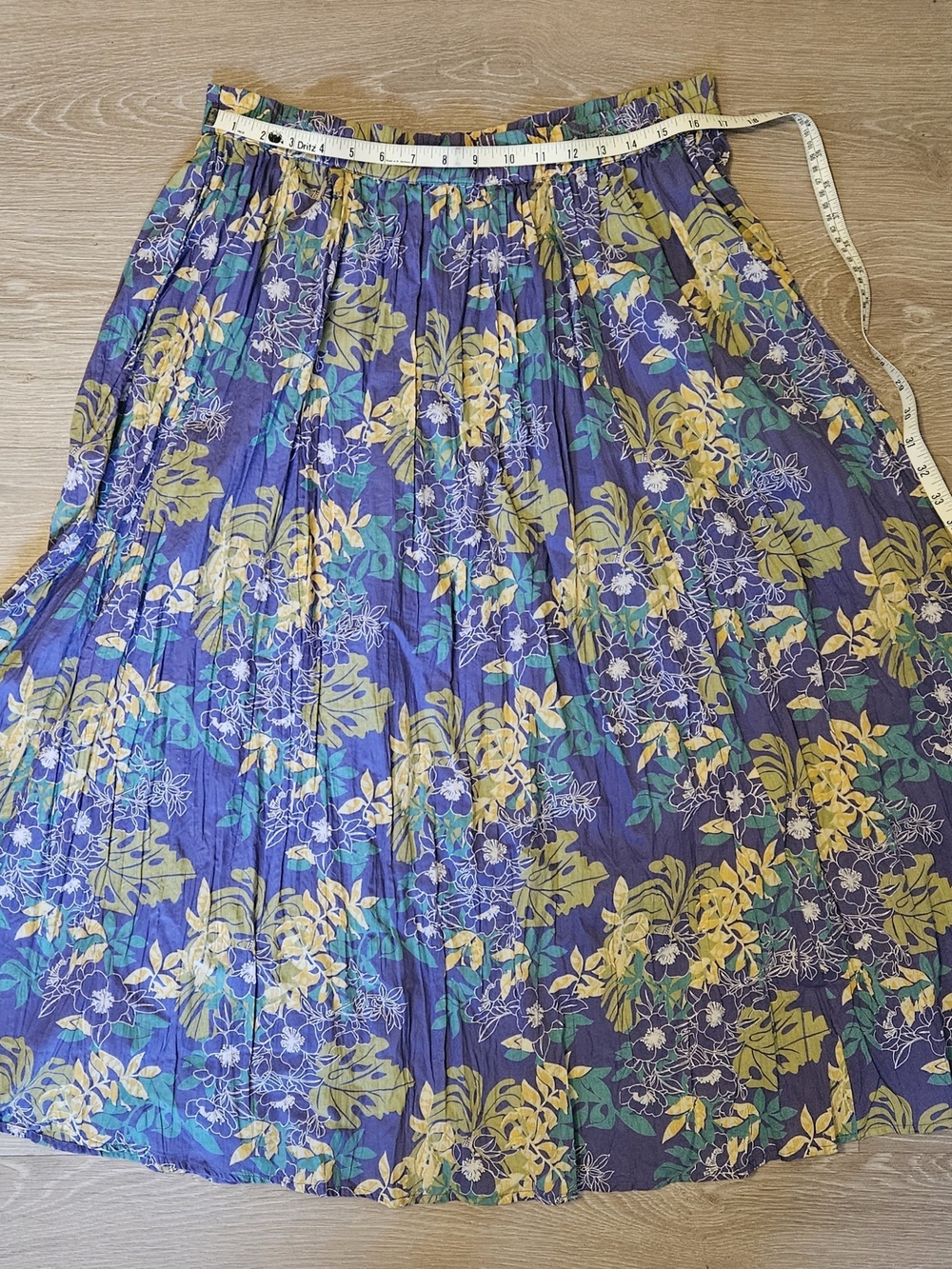 Vintage Floral Pleated Purple Maxi Skirt